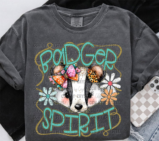 Badger Spirit Cartoon Mascot Ready to Press Transfer DTF Transfer Sublimation Transfer