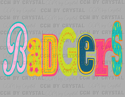 Badgers Colorful Sports Ready to Press Transfer DTF Transfer Sublimation Transfer