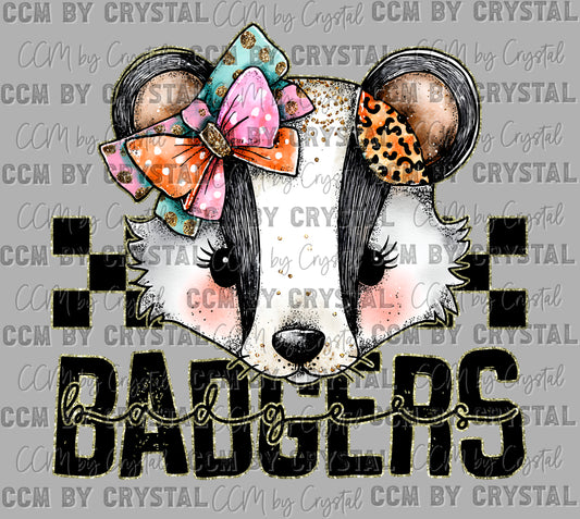Badgers Cartoon Mascot Ready to Press Transfer DTF Transfer Sublimation Transfer