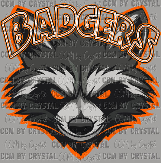 Badgers Mascot Ready to Press Transfer DTF Transfer Sublimation Transfer