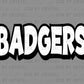 Badgers Mascot Black and White Ready to Press Transfer DTF Transfer Sublimation Transfer
