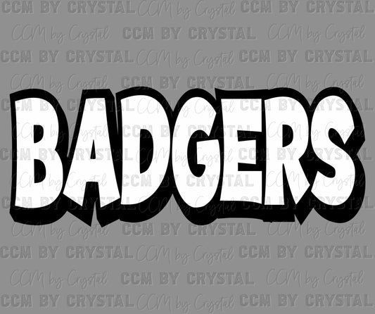 Badgers Mascot Black and White Ready to Press Transfer DTF Transfer Sublimation Transfer