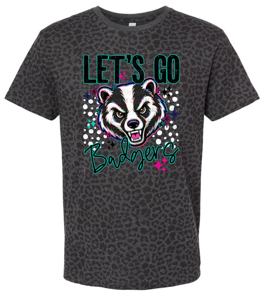 Let's Go Badgers Leopard T Shirt