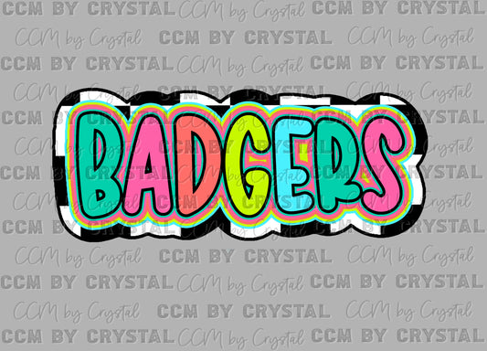 Badgers Colorful Mascot Ready to Press Transfer DTF Transfer Sublimation Transfer