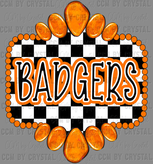 Badgers Orange Concho Ready to Press Transfer DTF Transfer Sublimation Transfer