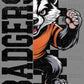 Badgers Grunge Checkered Sports Mascot Ready to Press Transfer DTF Transfer Sublimation Transfer