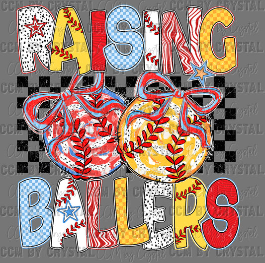 Raising Ballers Baseball Softball Ready to Press Transfer DTF Transfer Sublimation Transfer