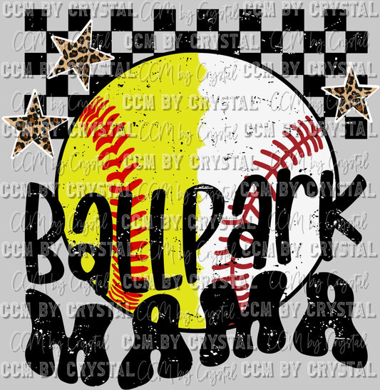 Ballpark Mama Softball Baseball Mom Ready to Press DTF Transfer Sublimation Transfer