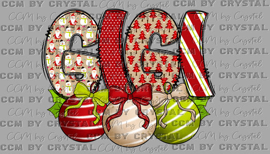 Christmas Ornaments Gigi Ready to Press Transfer DTF Transfer Sublimation Transfer