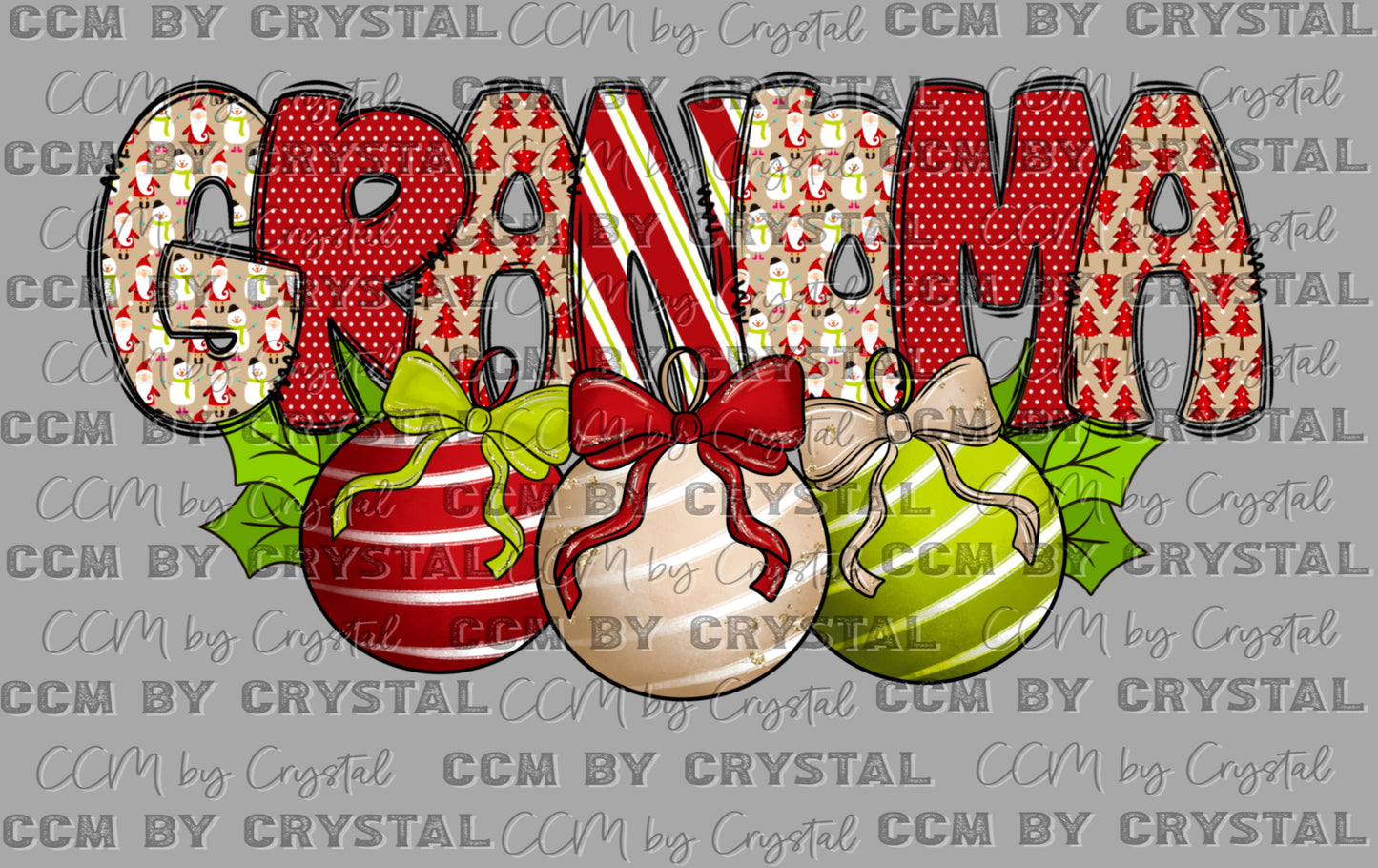 Christmas Ornaments Grandma Ready to Press Transfer DTF Transfer Sublimation Transfer