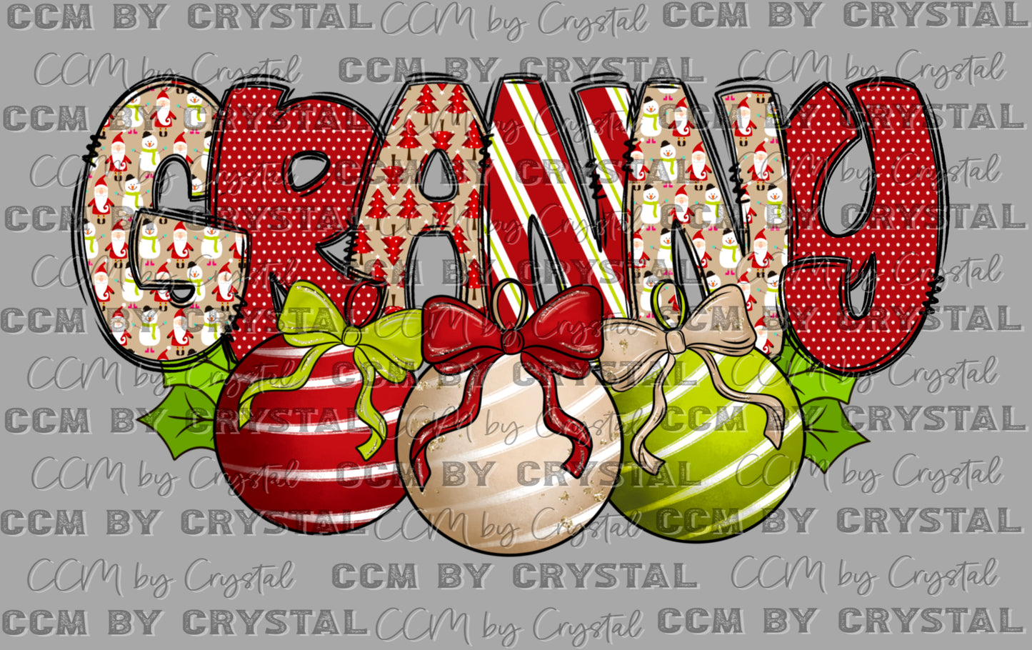 Christmas Ornaments Granny Ready to Press Transfer DTF Transfer Sublimation Transfer