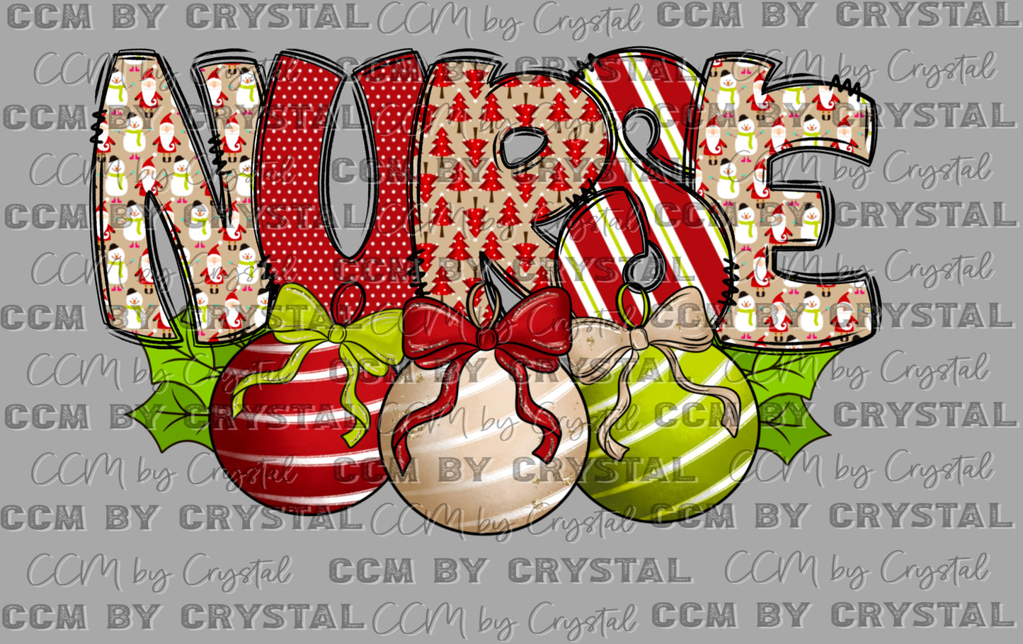 Christmas Ornaments Nurse Ready to Press Transfer DTF Transfer Sublimation Transfer