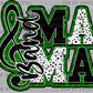 Band Mama Black White Green Dalmation Ready to Press Transfer DTF Transfer Sublimation Transfer