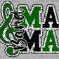 Band Mama Black Green Dalmation Ready to Press Transfer DTF Transfer Sublimation Transfer
