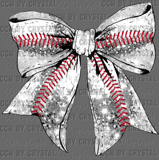 Baseball Bow Faux Sequins Ready to Press Transfer DTF Transfer Sublimation Transfer