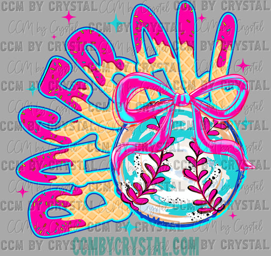 Baseball Drip Ice Cream Ready to Press Transfer DTF Transfer Sublimation Transfer