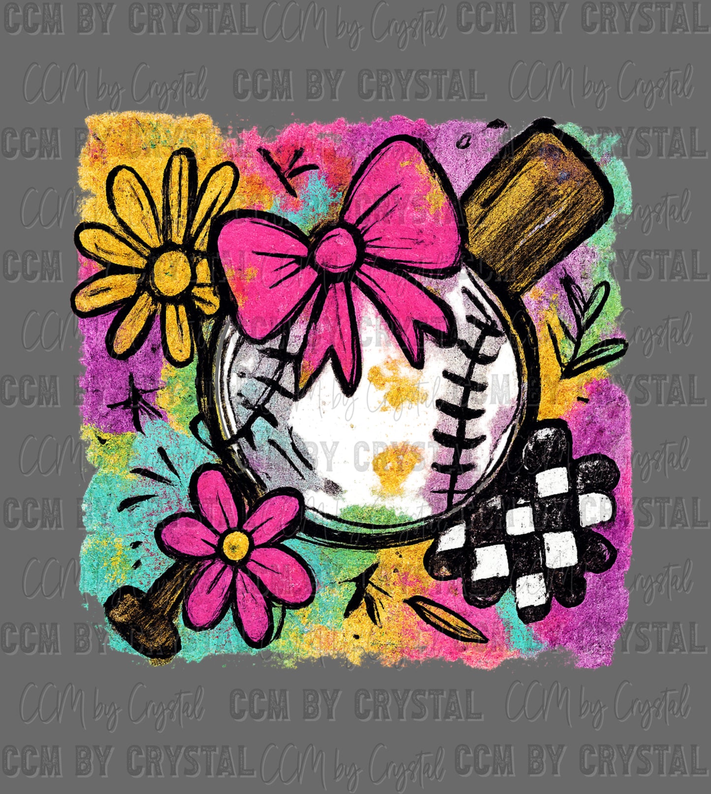 Girly Baseball Ready to Press Instant Peel DTF Transfers Sublimation Transfers