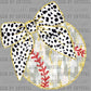 Baseball Brushstrokes with Bow Faux Glitter Ready to Press Transfer DTF Transfer Sublimation Transfer