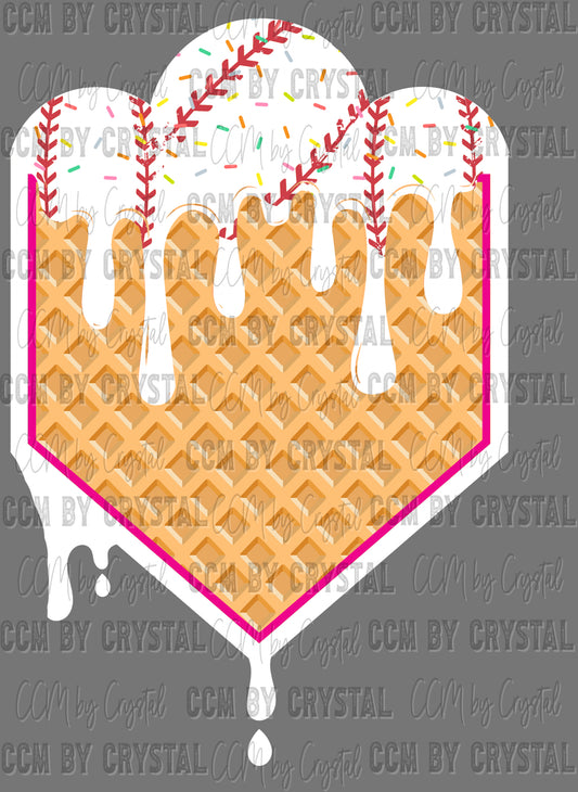 Baseball Ice-cream Cone Ready to Press Transfer DTF Transfer