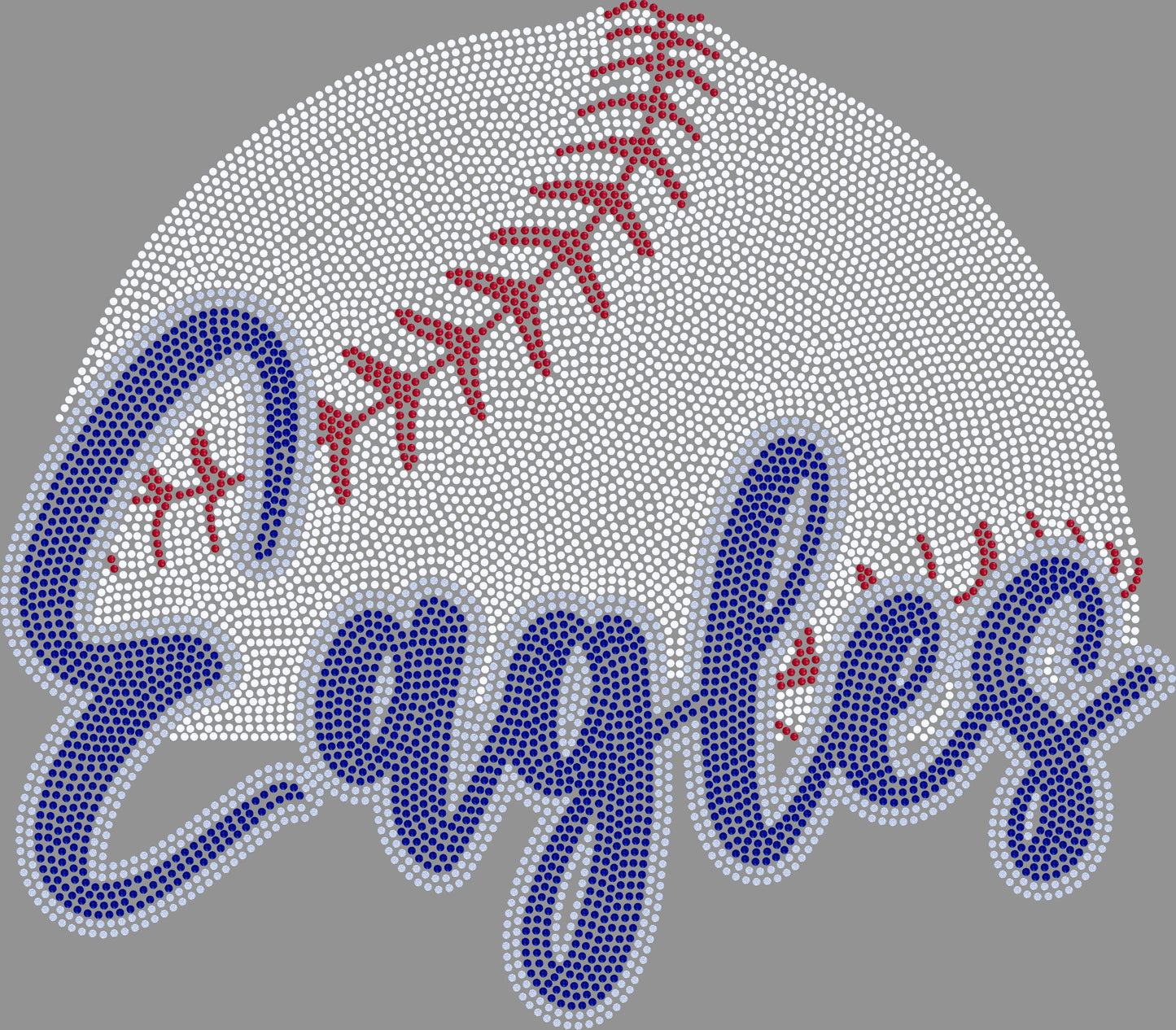 Custom Mascot Baseball or Softball Approximately 8.5" wide Spangle Transfer
