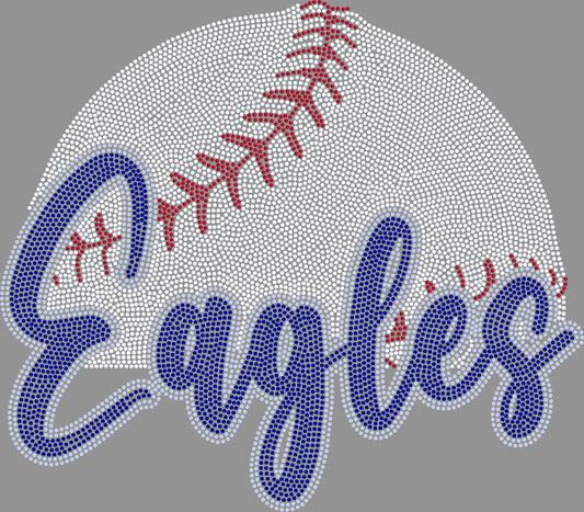 Custom Mascot Baseball or Softball Approximately 8.5" wide Spangle Transfer