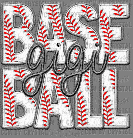 Baseball Gigi Faux Embroidery Ready to Press Transfer DTF Transfer Sublimation Transfer