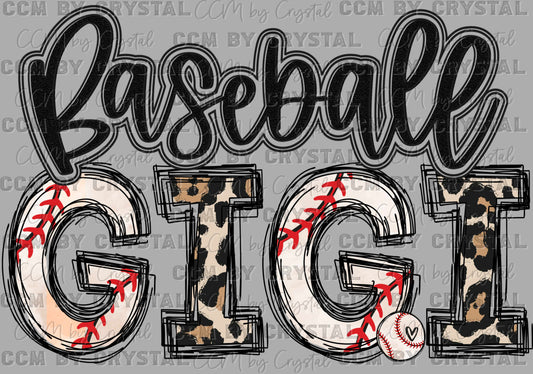 Baseball GIGI Ready to Press DTF Transfer Sublimation Transfer
