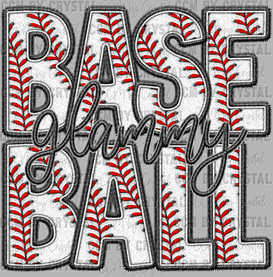 Baseball Glammy FAUX Embroidery Ready to Press Transfer DTF Transfer Sublimation Transfer