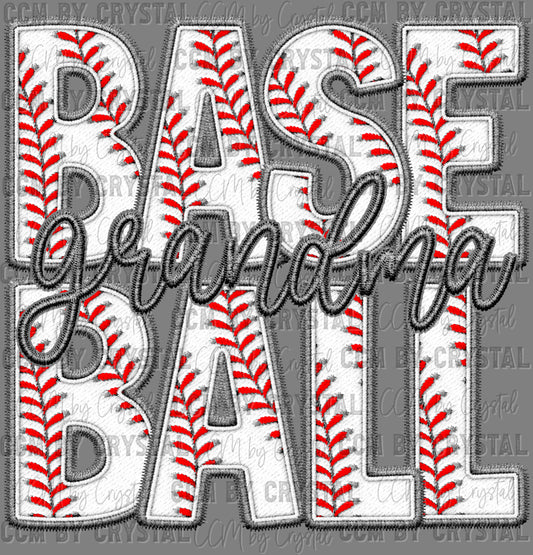 Baseball Grandma Faux Embroidery Ready to Press Transfer DTF Transfer Sublimation Transfer