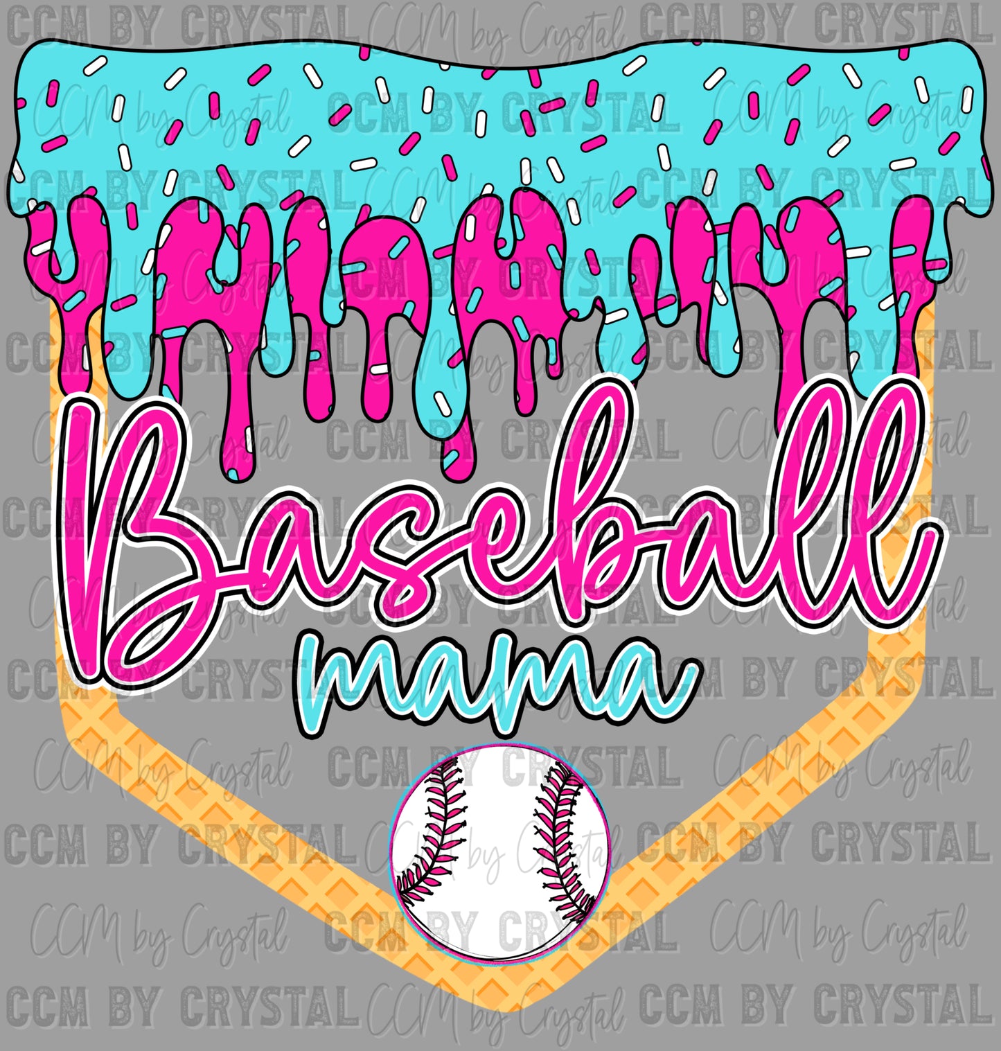Baseball Mama Drip Ready to Press Transfer DTF Transfer Sublimation Transfer