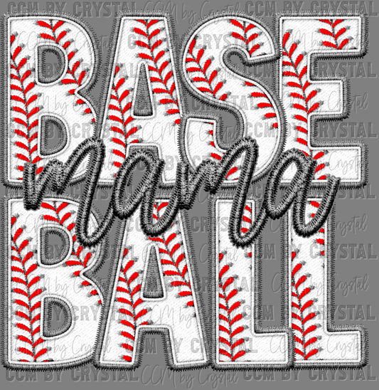 Baseball Mama Faux Embroidery Ready to Press Transfer DTF Transfer Sublimation Transfer