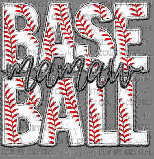 Baseball Mamaw Faux Embroidery Ready to Press Transfer DTF Transfer Sublimation Transfer