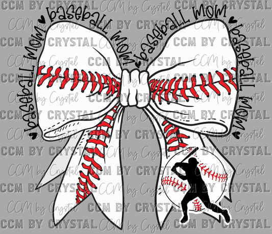 Baseball Mom Bow Ready to Press Transfer DTF Transfer Sublimation Transfer