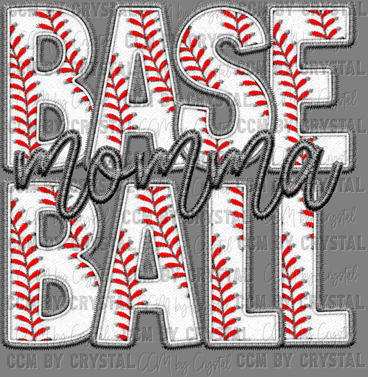 Baseball Momma Faux Embroidery Ready to Press Transfer DTF Transfer Sublimation Transfer