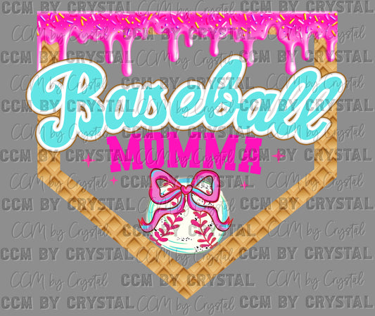 Baseball Momma Ice Cream Drip Ready to Press Transfer DTF Transfer Sublimation Transfer