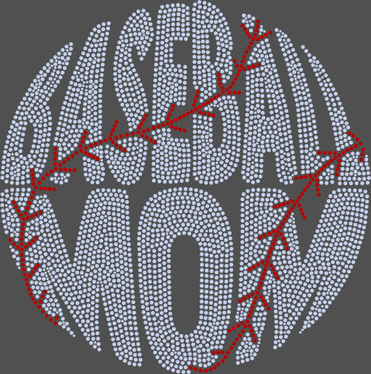 Baseball Mom 11" Spangle Transfer Bling Ready to Press Transfer Sparkle Transfer