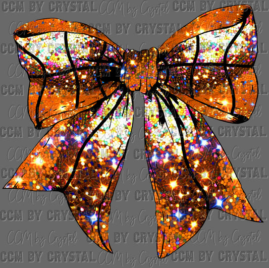 Basketball Bow Faux Sequins Ready to Press Transfer DTF Transfer Sublimation Transfer