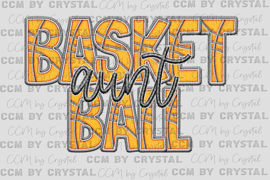 Basketball Aunt Faux Embroidery Ready to Press Transfer DTF Transfer Sublimation Transfer