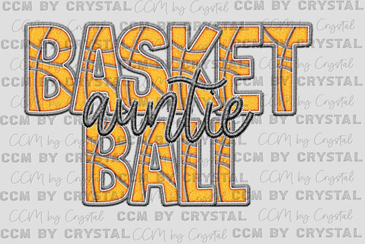 Basketball Auntie Faux Embroidery Ready to Press Transfer DTF Transfer Sublimation Transfer (Copy)