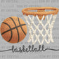 Basketball with Hoop Faux Yarn Ready to Press Transfer Instant Peel DTF Transfer