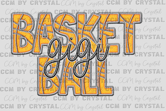 Basketball Gigi Faux Embroidery Ready to Press Transfer DTF Transfer Sublimation Transfer
