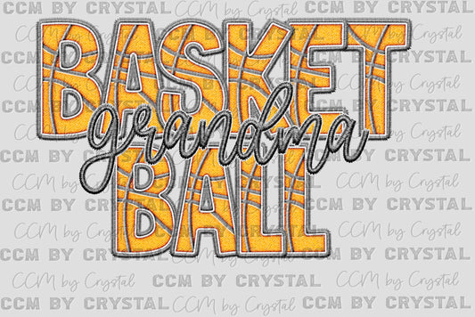 Basketball Grandma Faux Embroidery Ready to Press Transfer DTF Transfer Sublimation Transfer