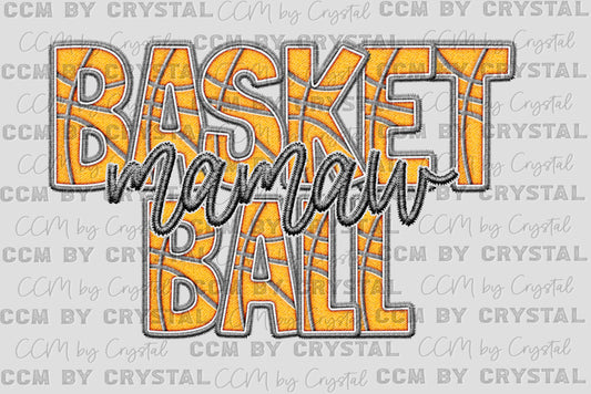 Basketball Mamaw Faux Embroidery Ready to Press Transfer DTF Transfer Sublimation Transfer