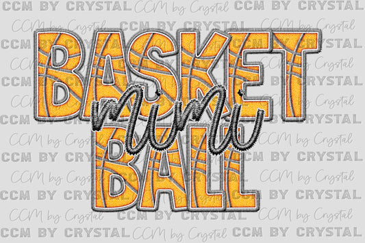 Basketball Mimi Faux Embroidery Ready to Press Transfer DTF Transfer Sublimation Transfer