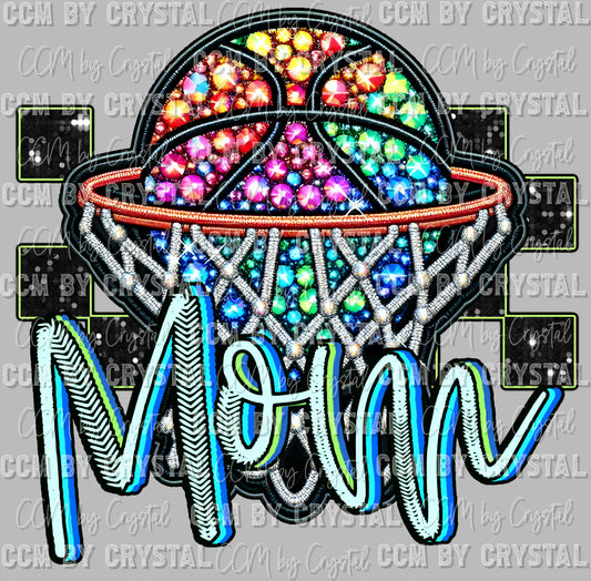 Basketball Mom Faux Rhinestones Effect Ready to Press Transfer DTF Transfer Sublimation Transfer