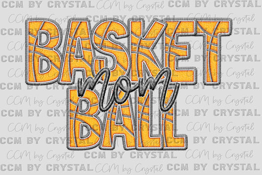 Basketball Mom Faux Embroidery Ready to Press Transfer DTF Transfer Sublimation Transfer