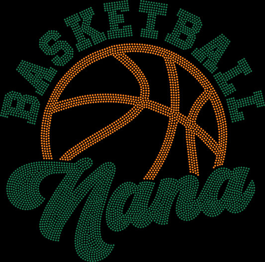 Basketball Nana 11" Wide 2- Color Spangle Ready to Press Spangle Transfer Sparkle Bling