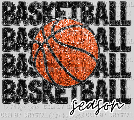 Basketball Season Faux Sequins Faux Embroidery Ready To Press Transfer