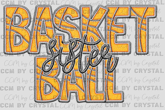 Basketball Sister Faux Embroidery Ready to Press Transfer DTF Transfer Sublimation Transfer