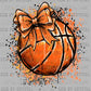 Basketball with a Bow Ready to Press Transfer Instant Peel DTF Transfer Sublimation Transfer